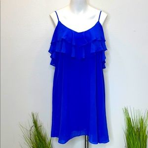 NWT LULU'S Cobalt Blue Ruffled Swing Mini Dress
